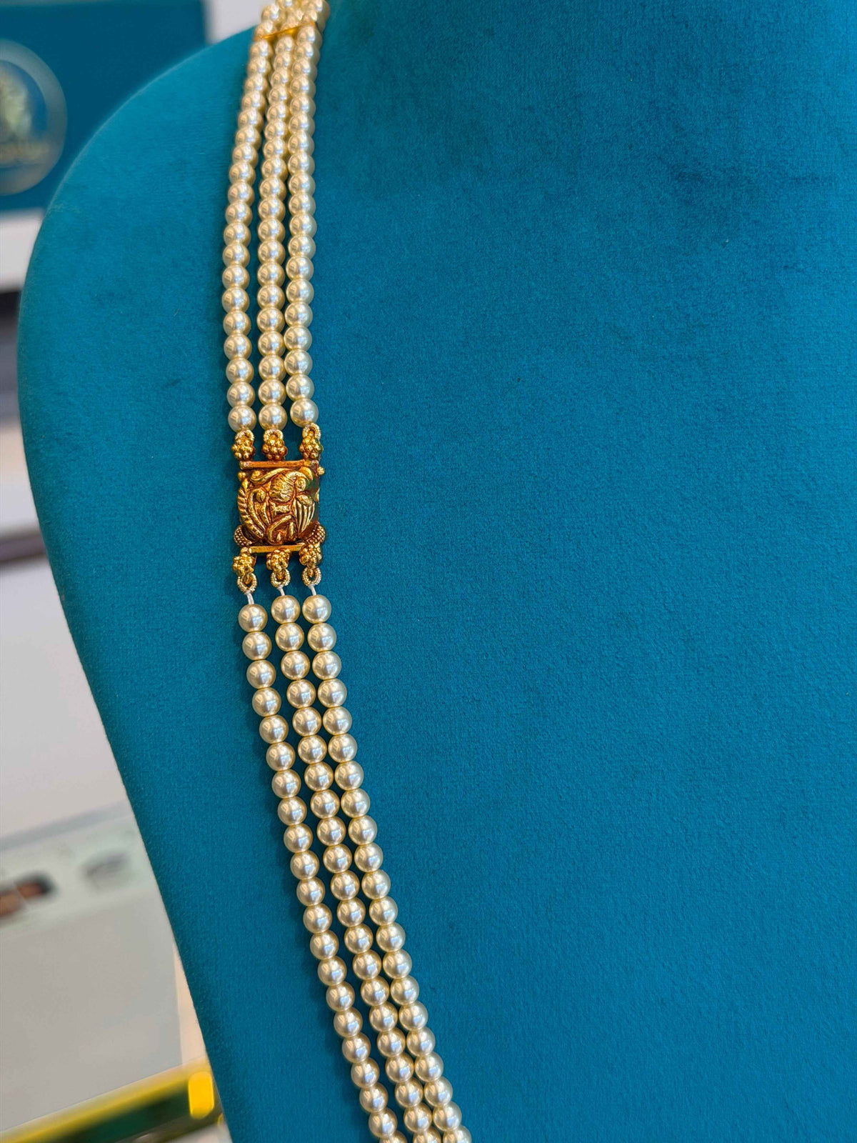 Beads Chain with 2 Mop in 92.5 Silver Gold Polished(6765)