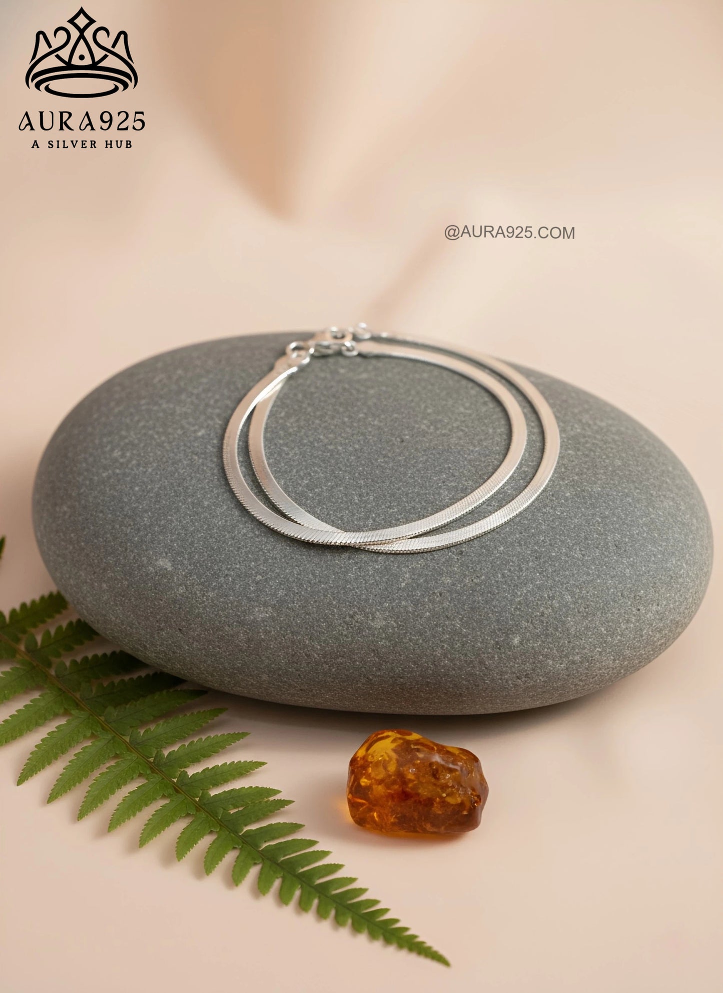 Sleek Herringbone Chain 925 Sterling Silver Anklet SLA-5145