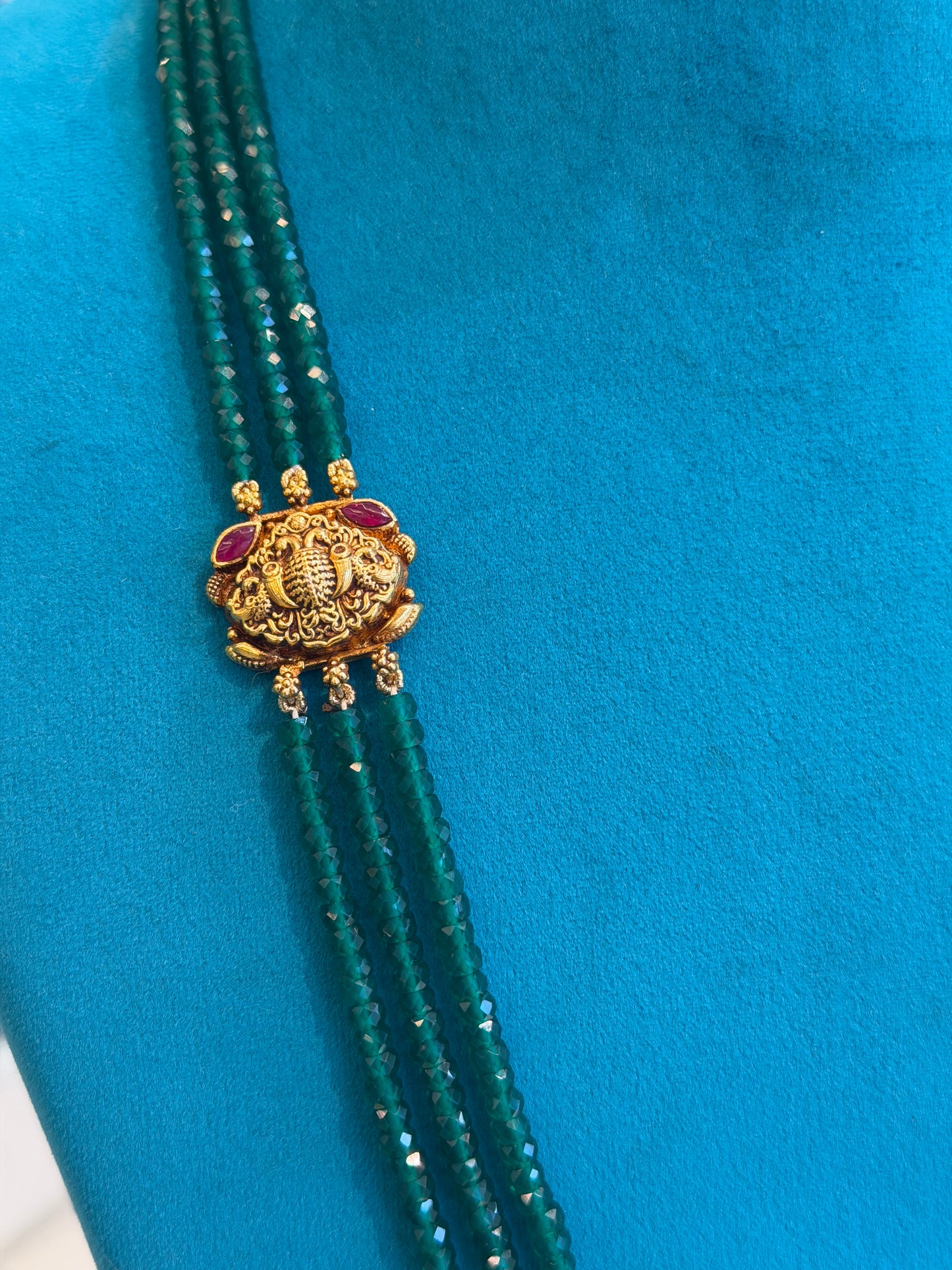 Beads Chain with 2 Mop in 92.5 Silver Gold Polished(6763)