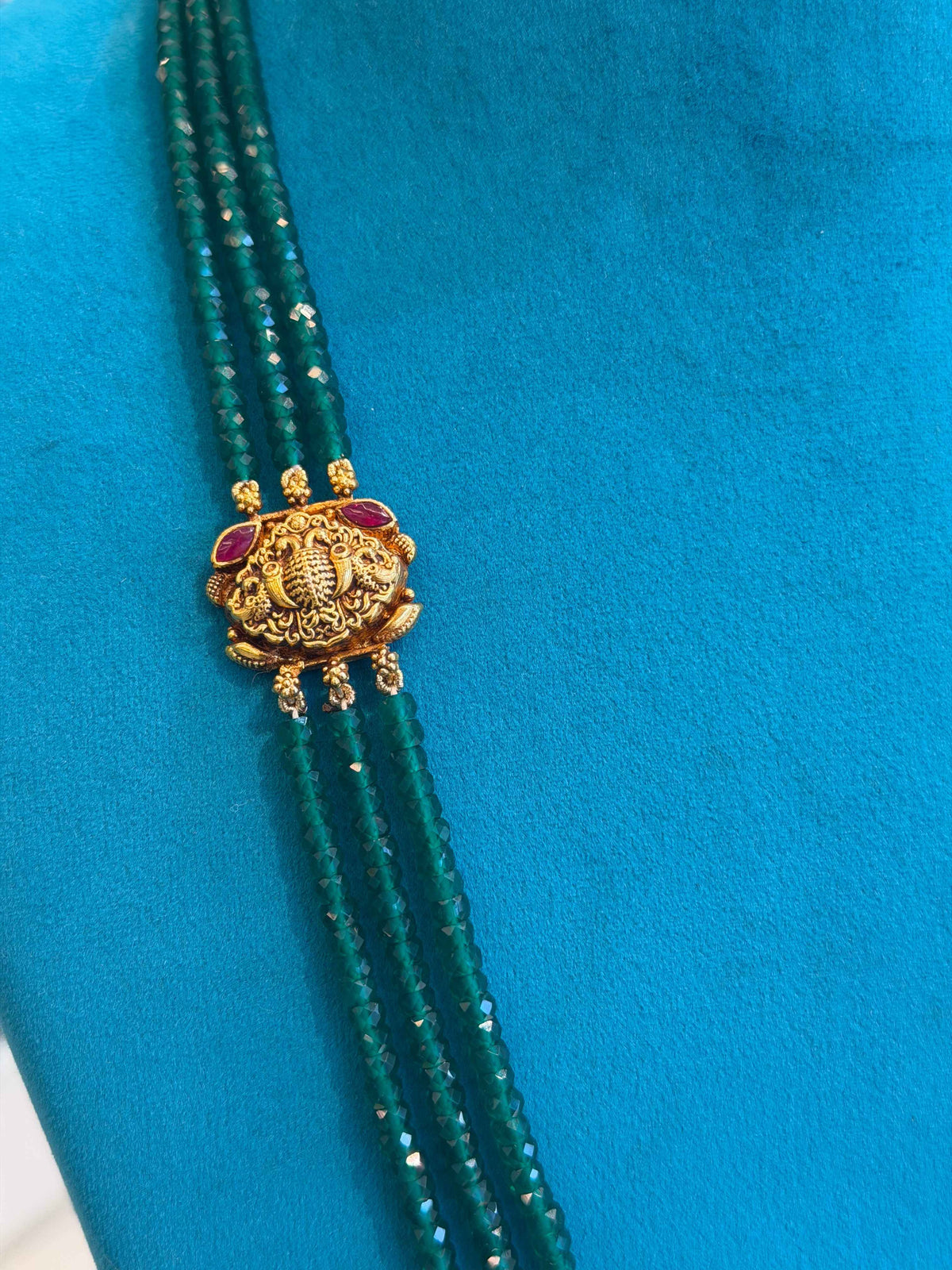 Beads Chain with 2 Mop in 92.5 Silver Gold Polished(6763)
