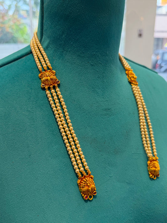 Beads Chain Without Pendant in 92.5 Silver Gold Polished (6752)