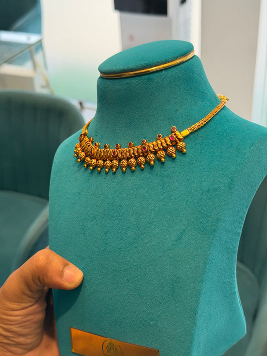 Short Necklace 92.5 Silver Gold Polish (9782)