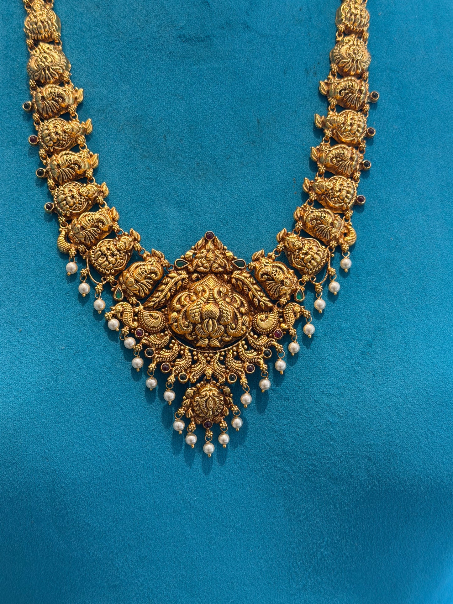 Long Necklace / Haram in 92.5 Silver Gold Polish (7125)