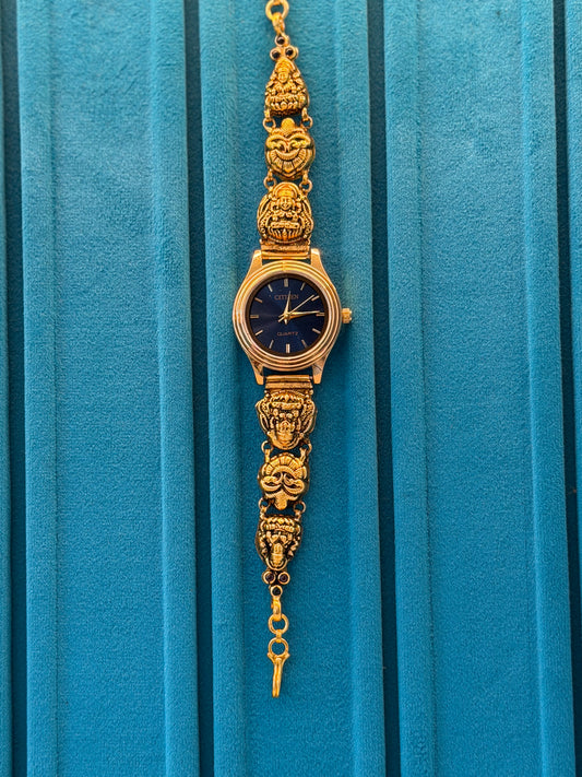 Gold Polished 925 Silver Antique Watch for Women (3736)