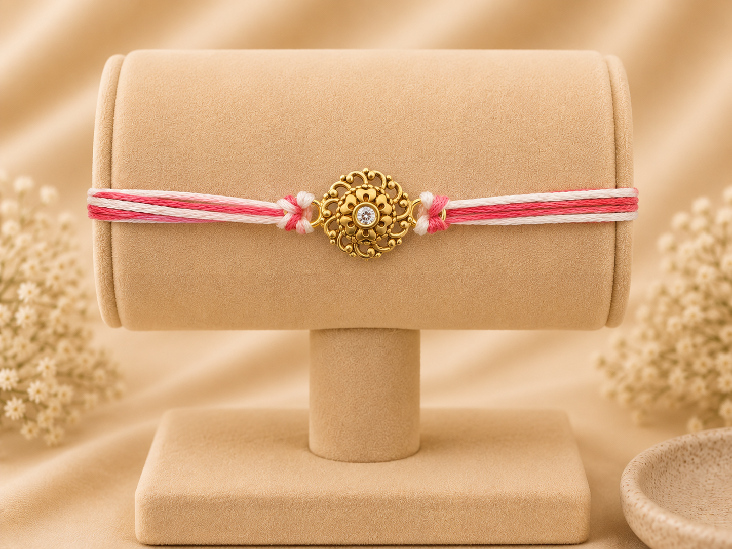 925 Silver Gold Polished Rakhi – Premium Traditional Rakhi for Brother (83)