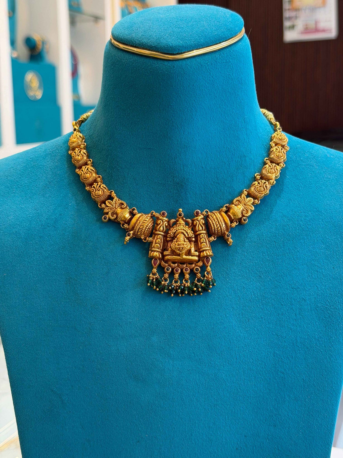 Short Necklace 92.5 Silver Gold Polish Fancy (9791)