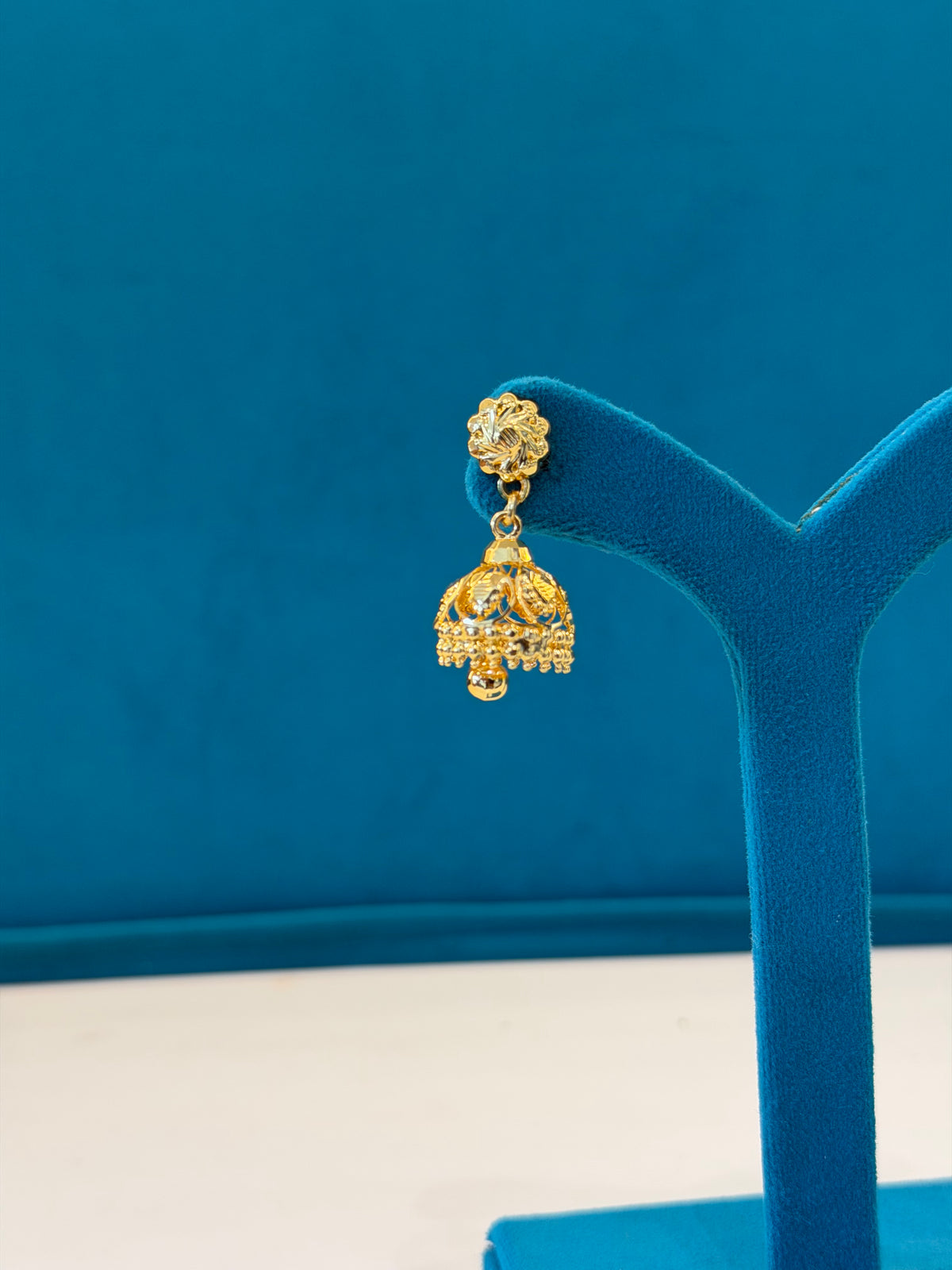 Silver Gold-Polished Jhumki Earrings โ Petite