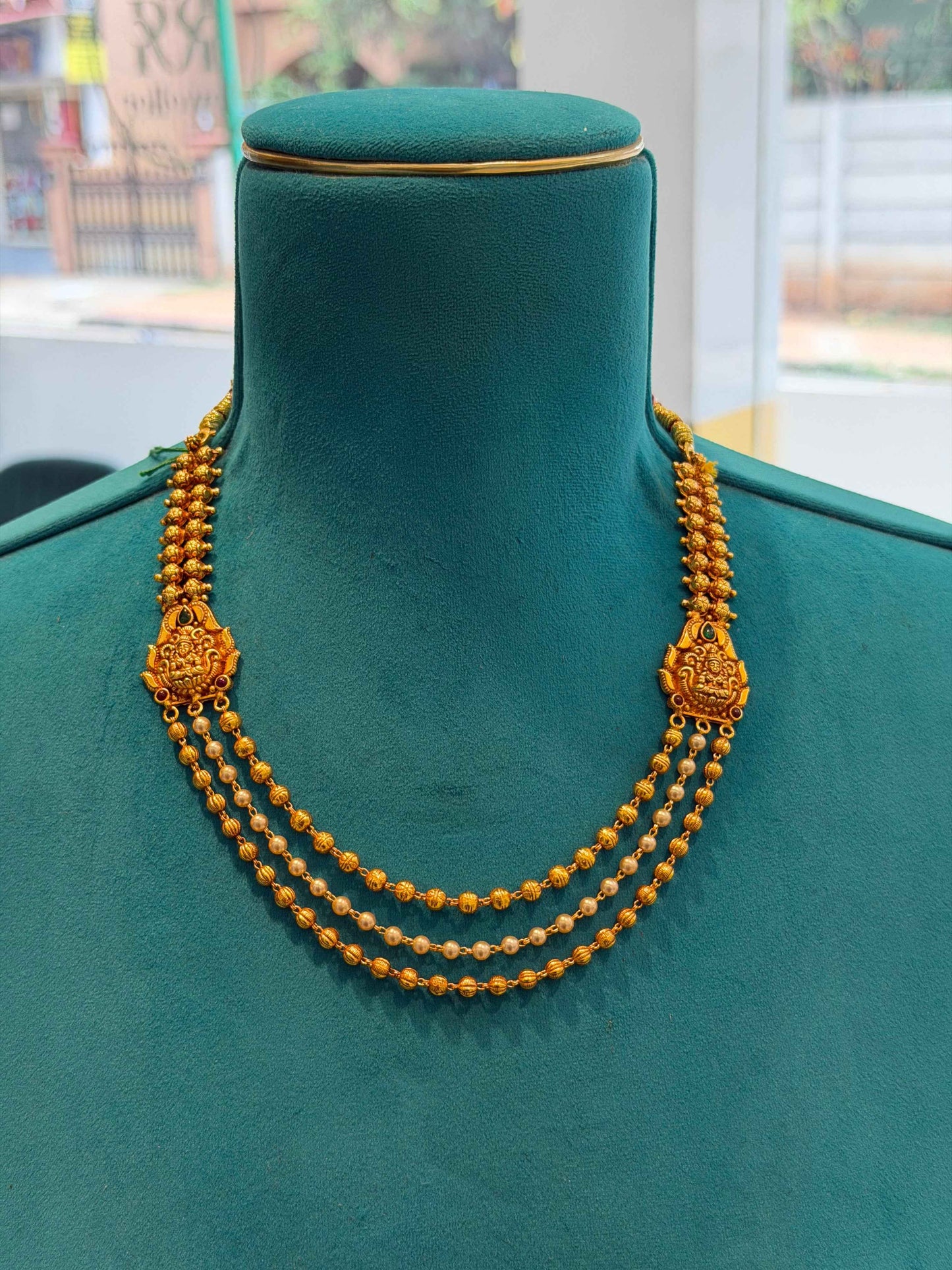 Beads Chain in 92.5 Silver Gold Polished (6733)