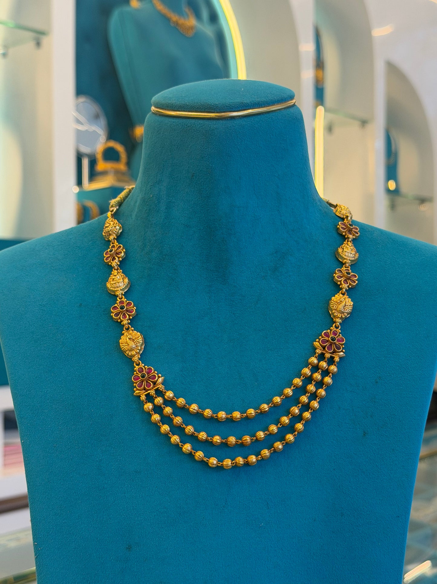 Beads Chain Fancy in 92.5 Silver Gold Polished(6777)