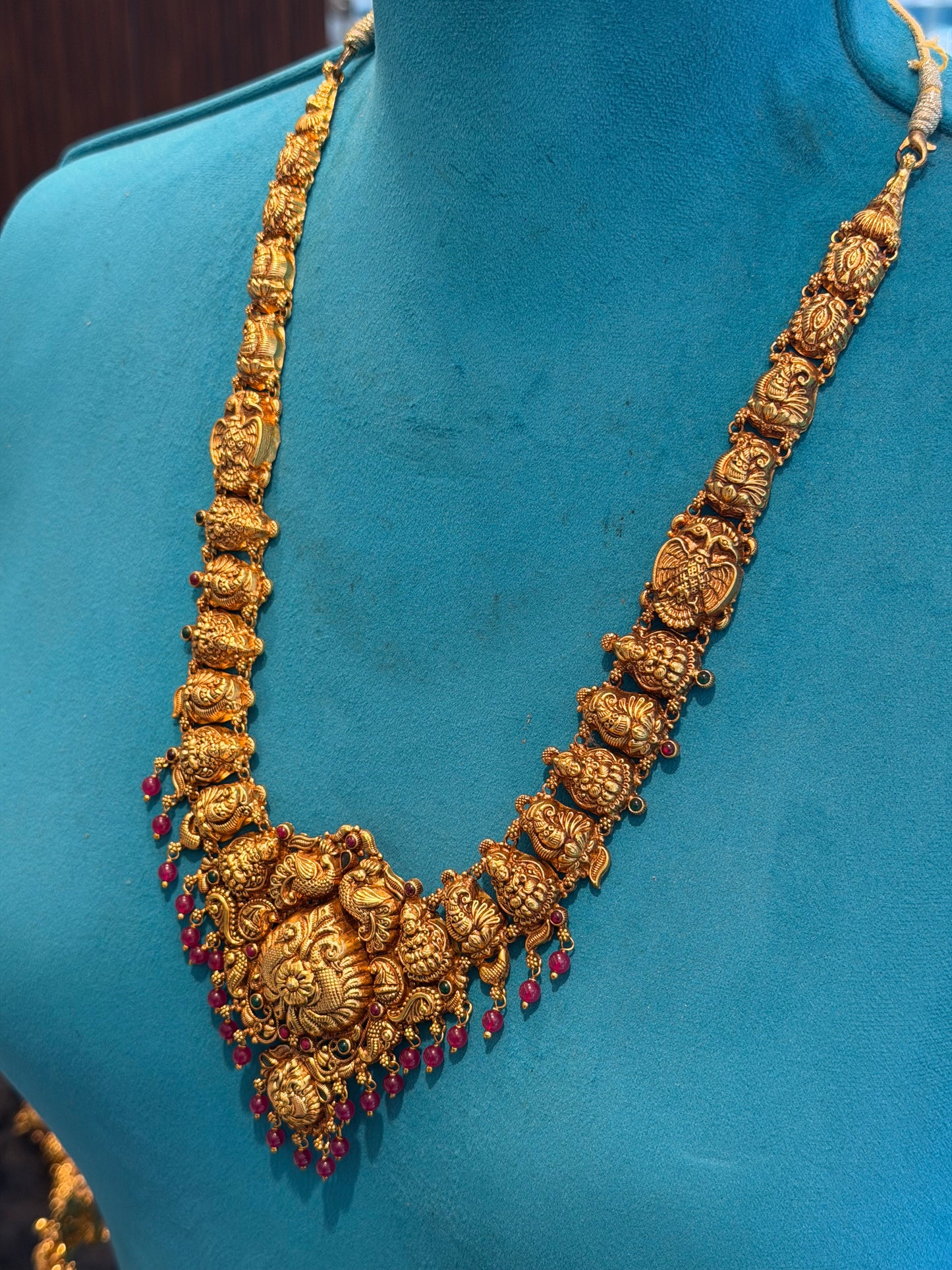 Long Necklace / Haram in 92.5 Silver Gold Polish (7124)