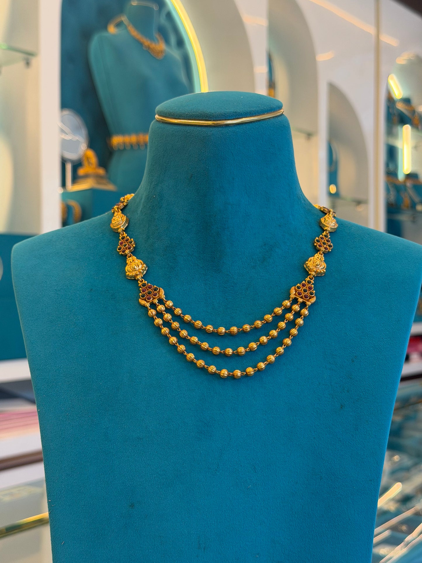 Beads Chain Fancy in 92.5 Silver Gold Polished(6775)