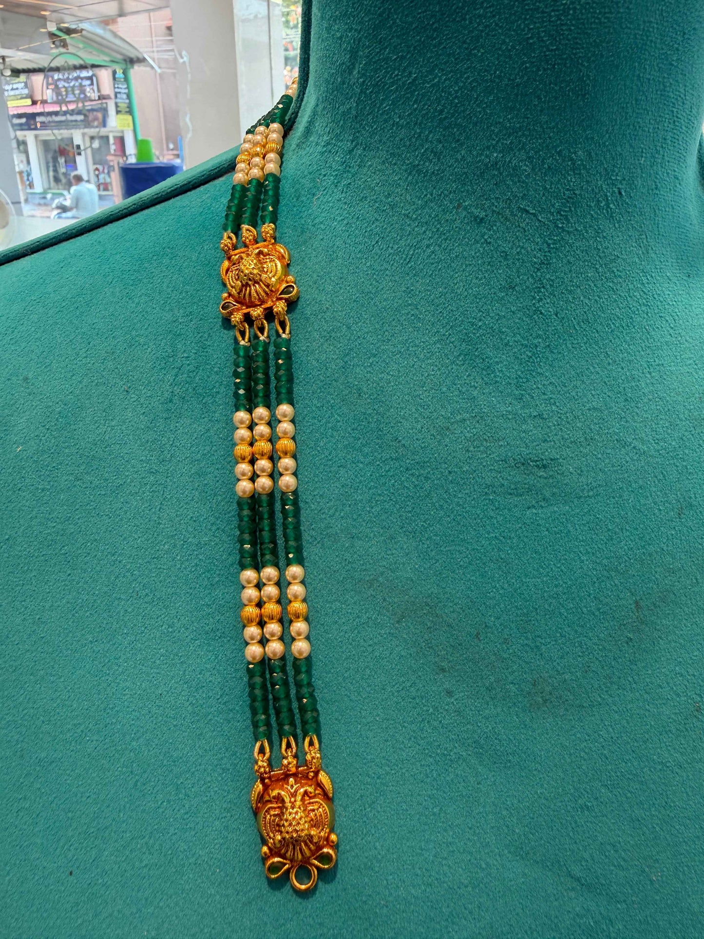 Beads Chain Without Pendant in 92.5 Silver Gold Polished (6739)
