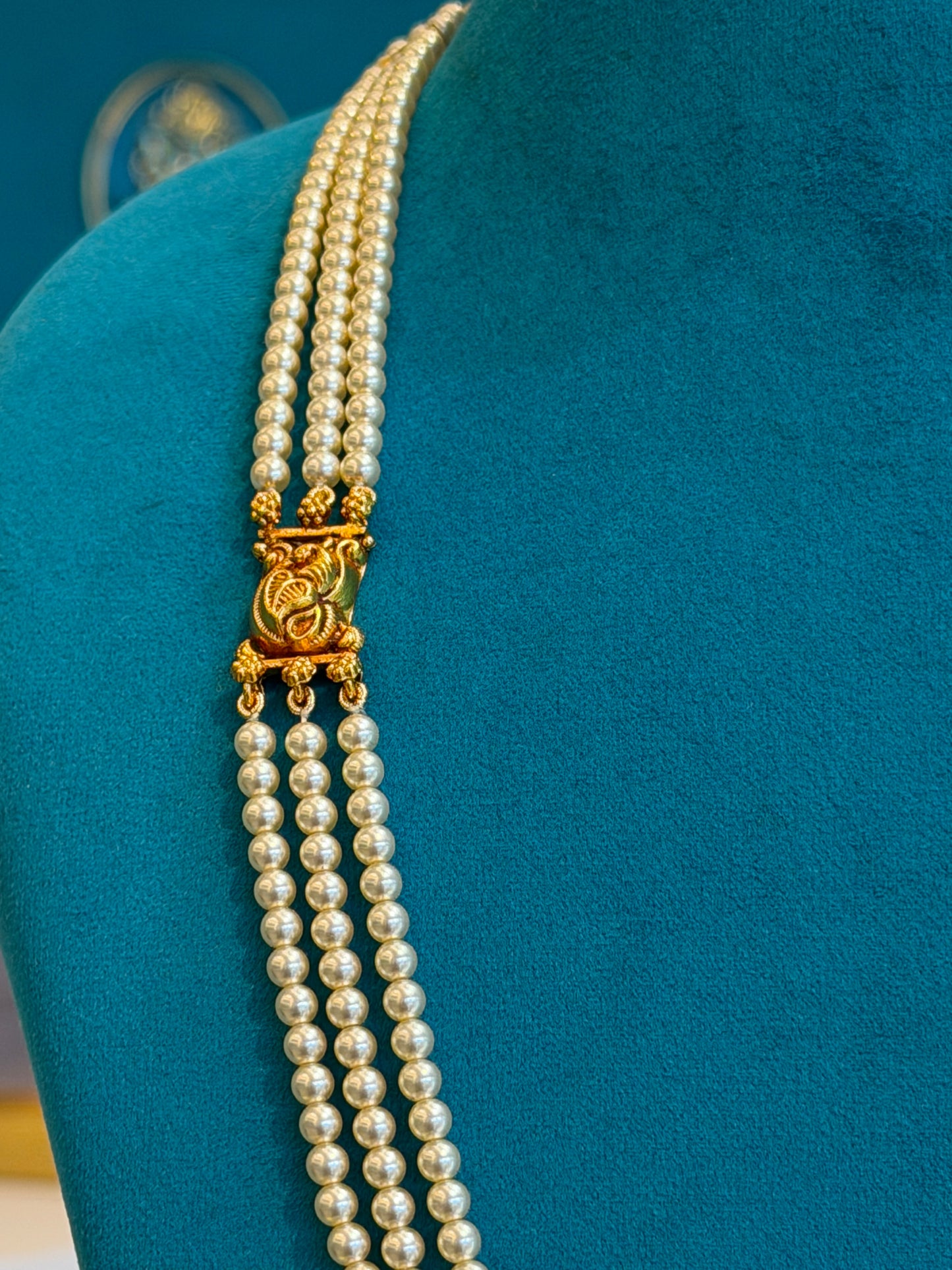 Beads Chain with 2 Mop in 92.5 Silver Gold Polished(6762)