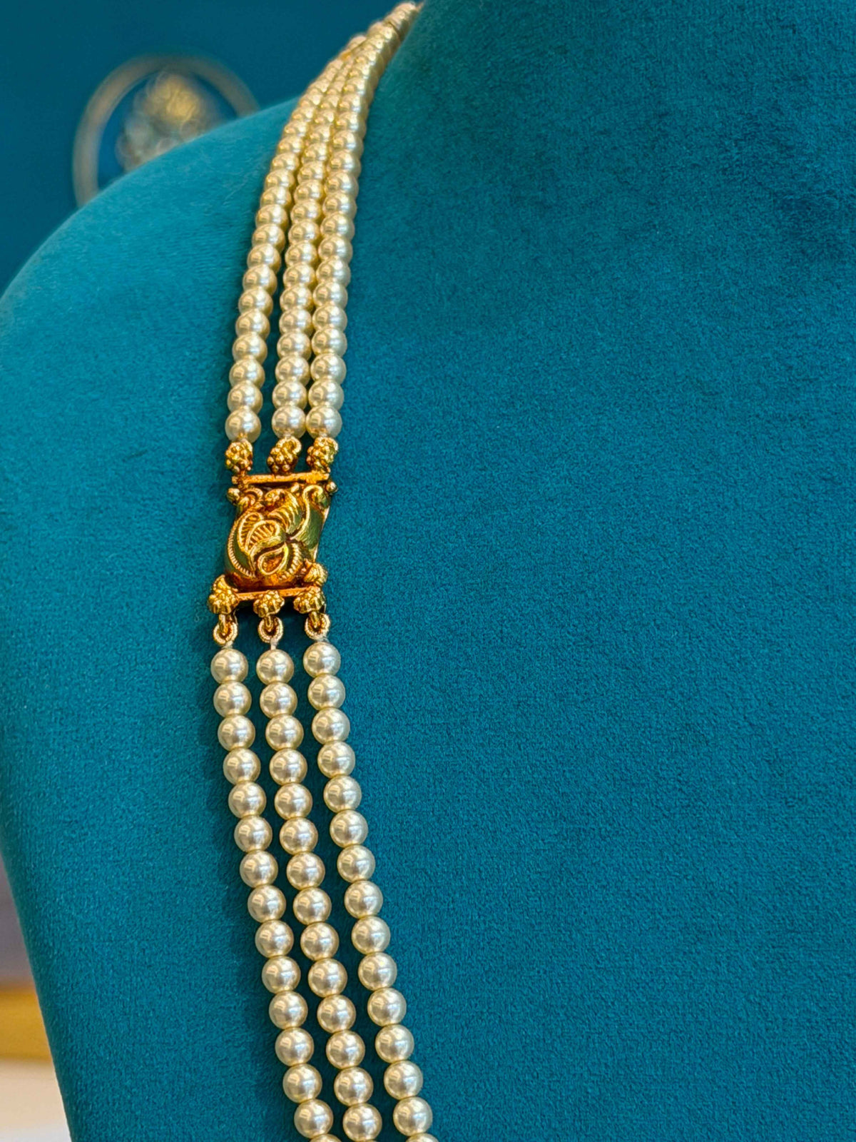 Beads Chain with 2 Mop in 92.5 Silver Gold Polished(6762)