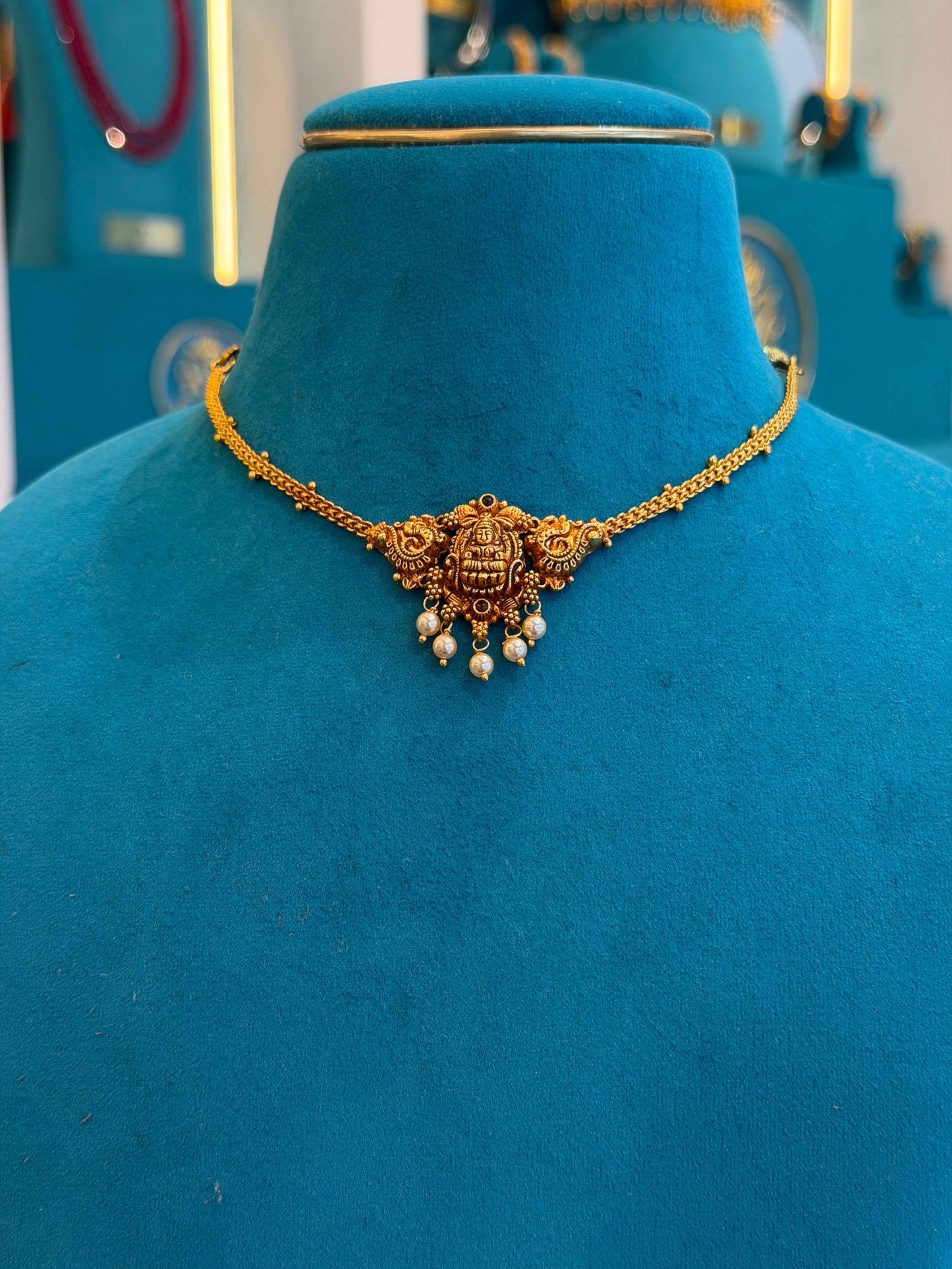 Short Necklace 92.5 Silver Gold Polish (9787)