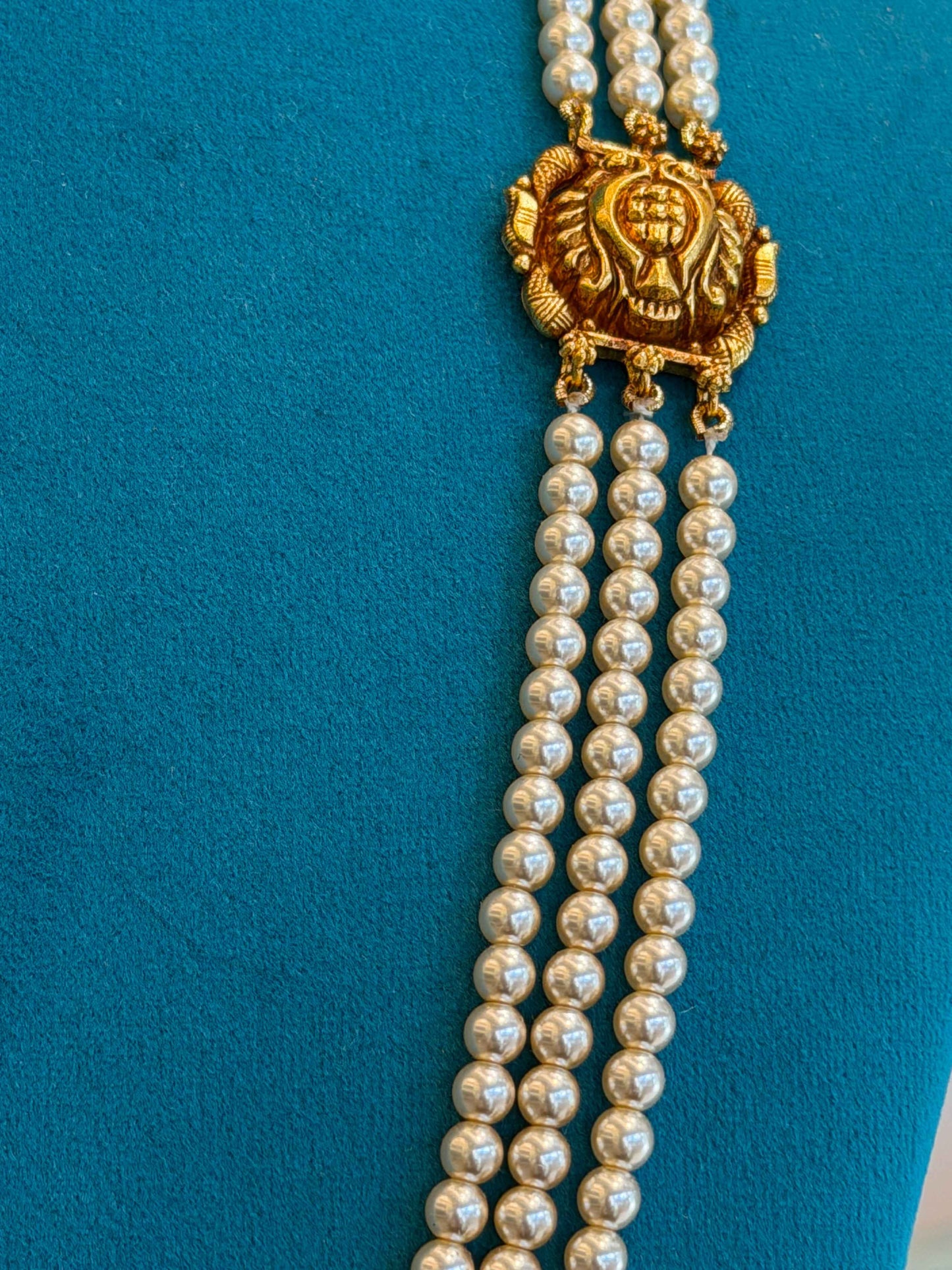 Beads Chain with 2 Mop in 92.5 Silver Gold Polished(6742)