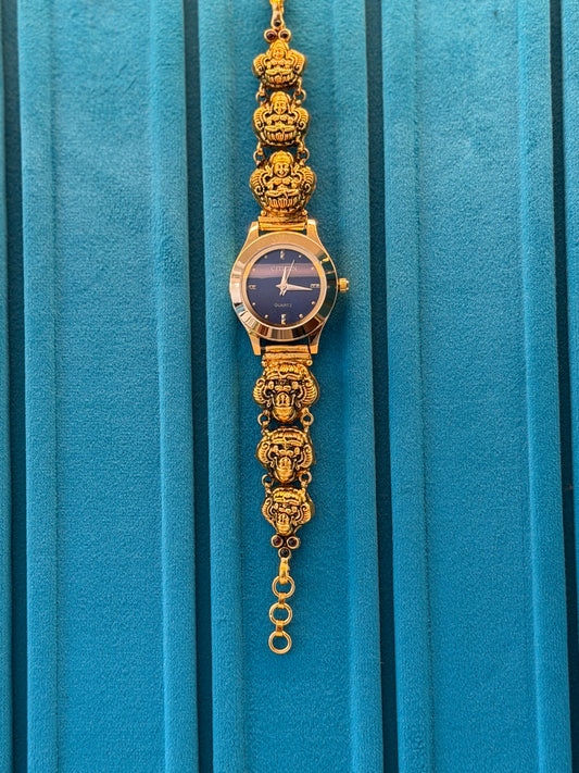 Gold Polished 925 Silver Antique Watch for Women (3734)