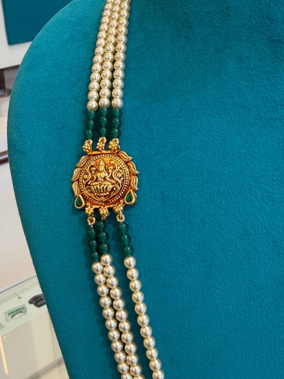Beads Chain with 2 Mop in 92.5 Silver Gold Polished(6766)