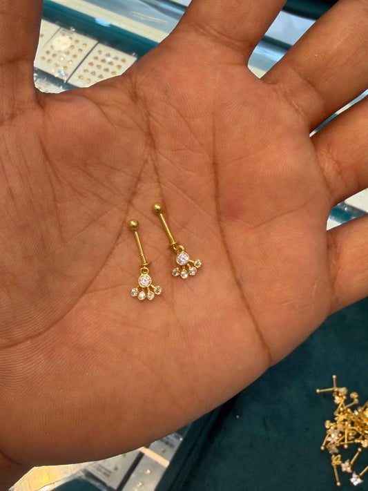 Bugadi Earrings 92.5 Silver Gold Polished (3725)