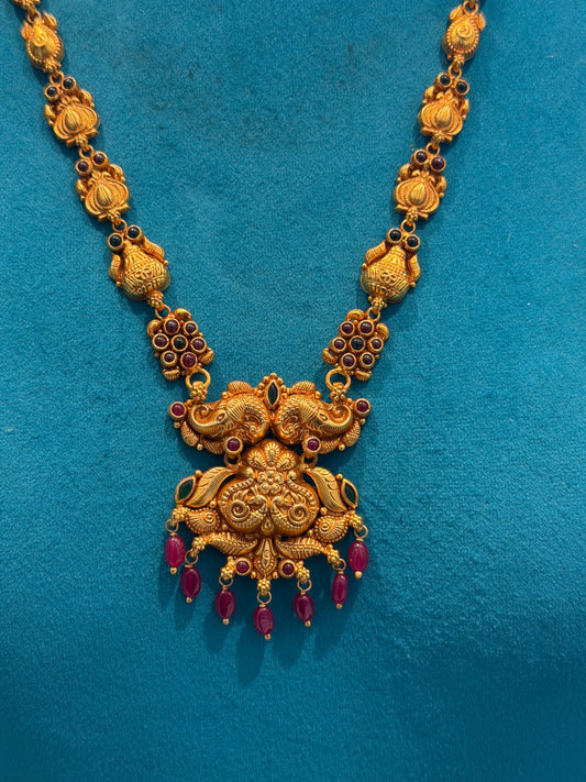 Long Necklace / Haram in 92.5 Silver Gold Polish (7127)