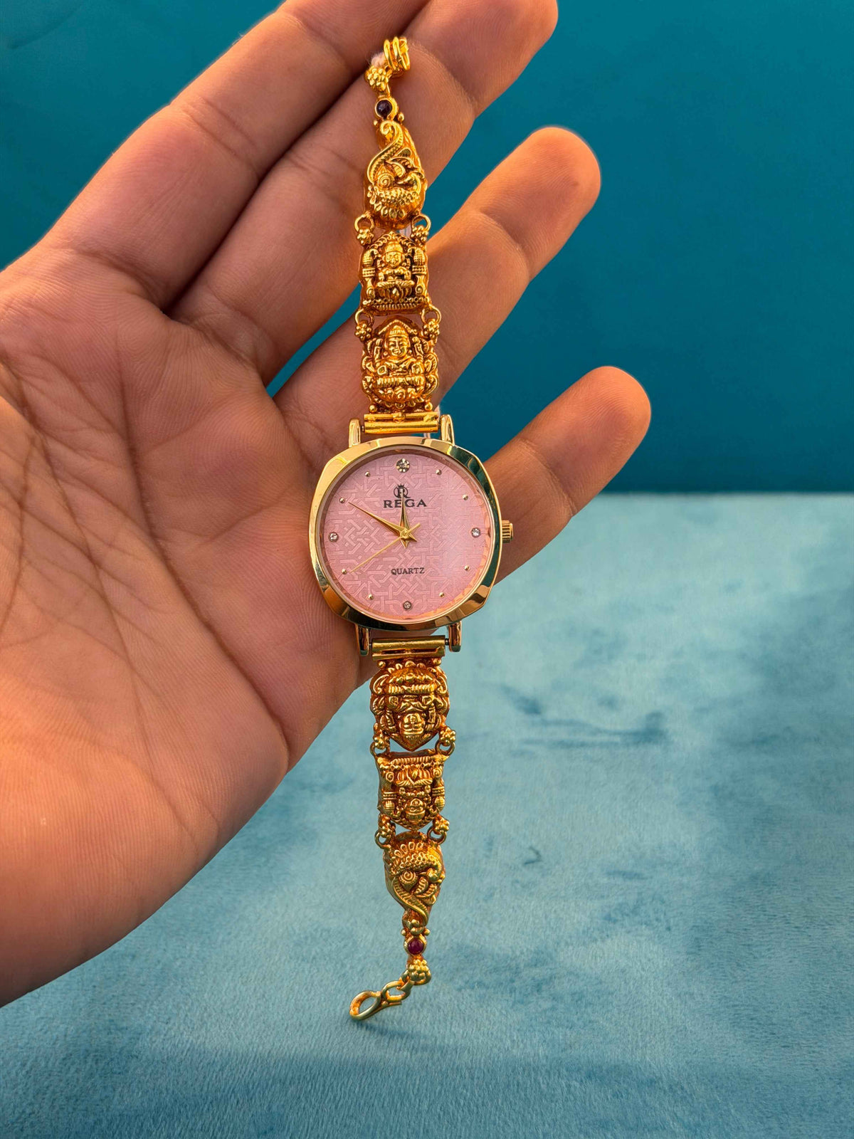 Gold Polished 925 Silver Antique Watch for Women (3740)