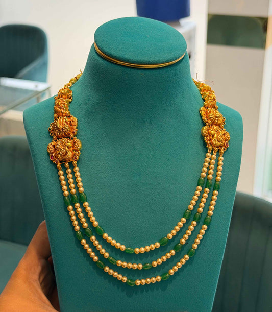 Beads Chain in 92.5 Silver Gold Polished (6734)