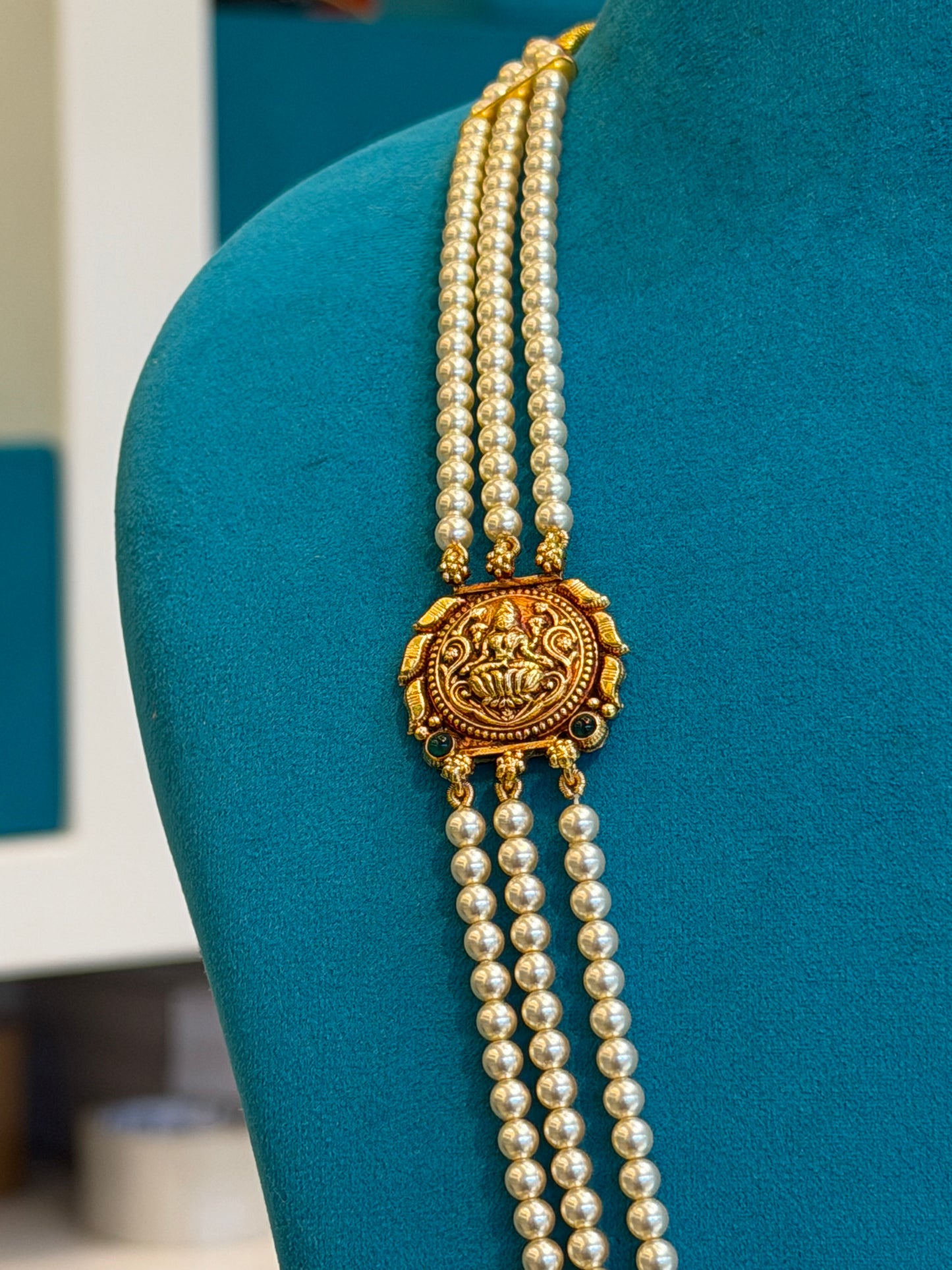 Beads Chain with 2 Mop in 92.5 Silver Gold Polished(6767)
