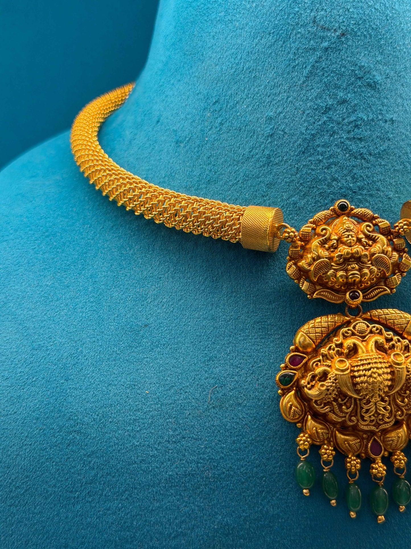 Short Necklace 92.5 Silver Gold Polish Fancy (9789)