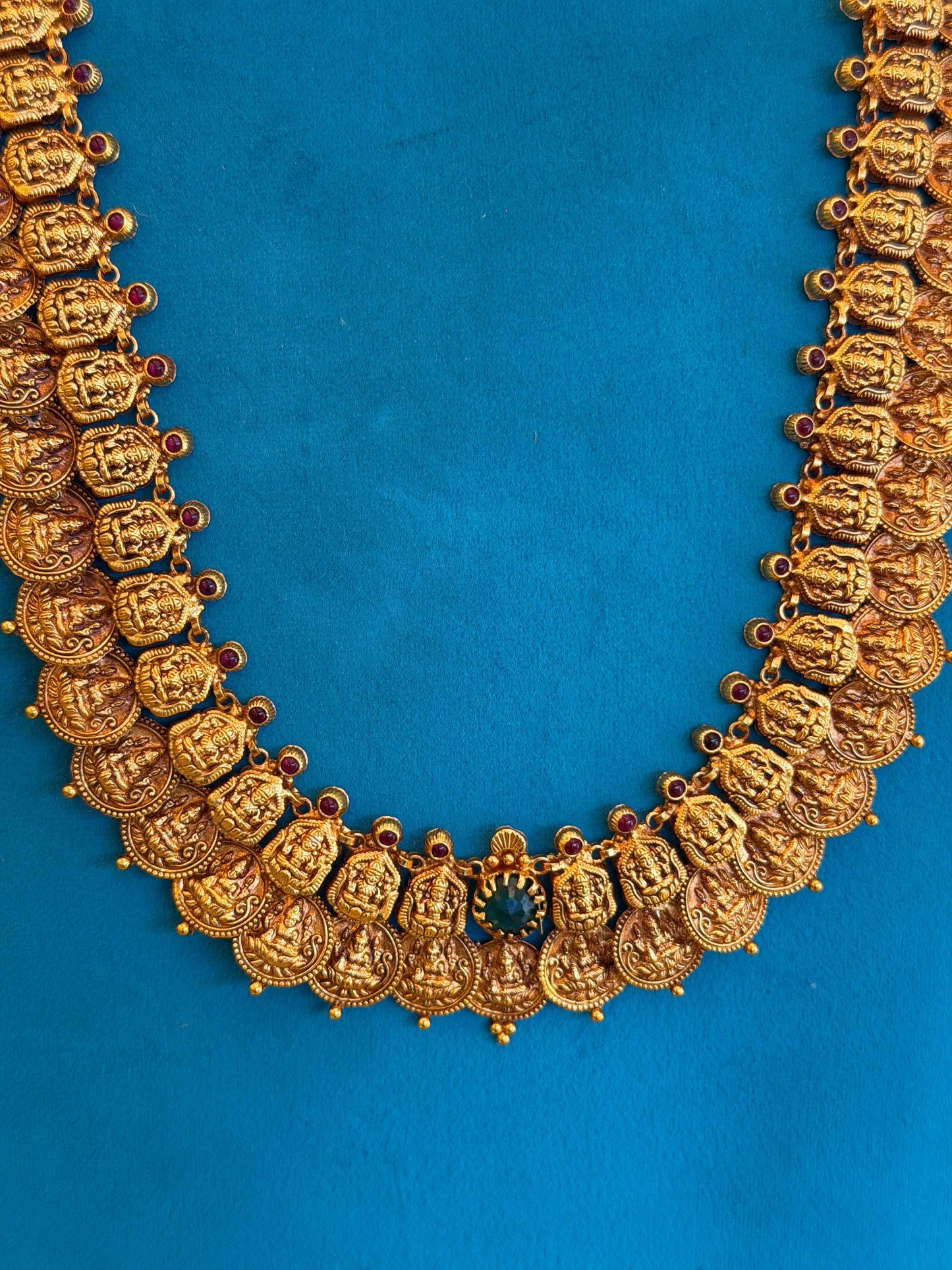 Long Kaas Necklace / Kaas Haram in 92.5 Silver Gold Polish (7133)