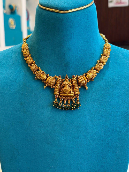 Short Necklace 92.5 Silver Gold Polish Fancy (9791)