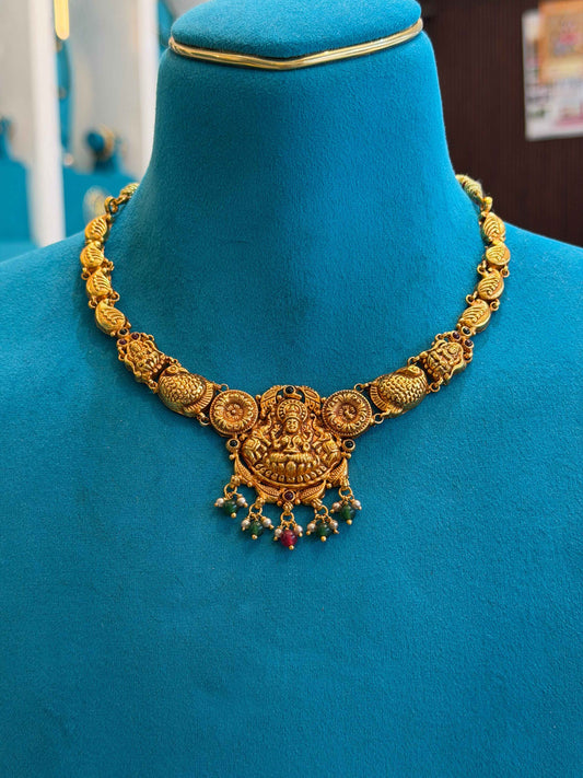 Short Necklace 92.5 Silver Gold Polish Fancy (9793)
