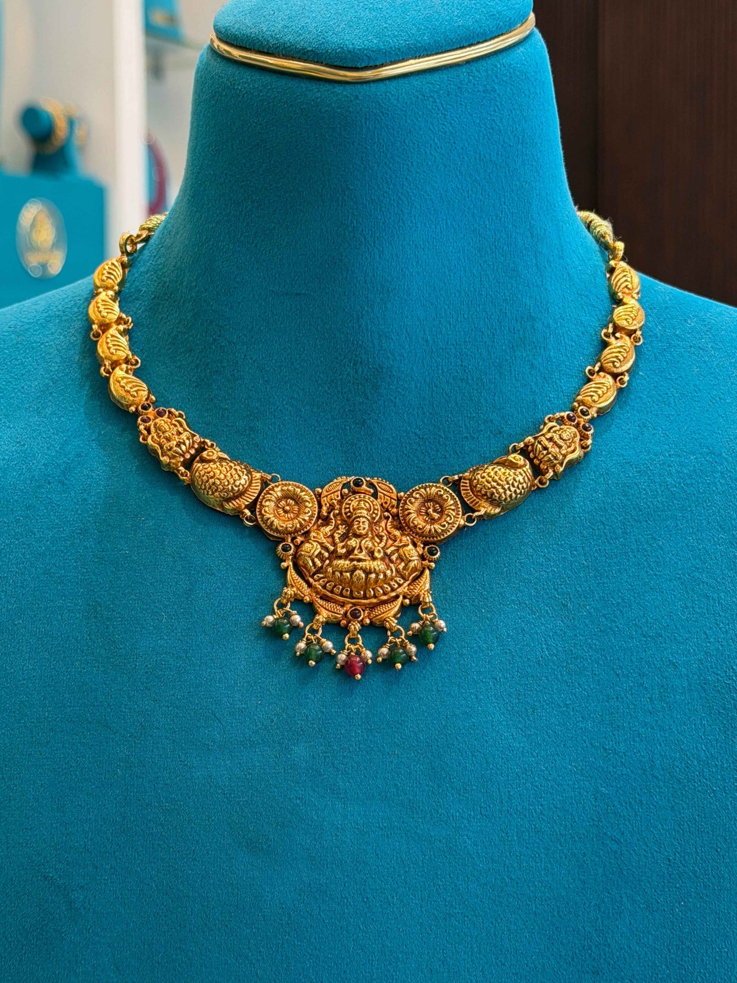 Short Necklace 92.5 Silver Gold Polish Fancy (9793)