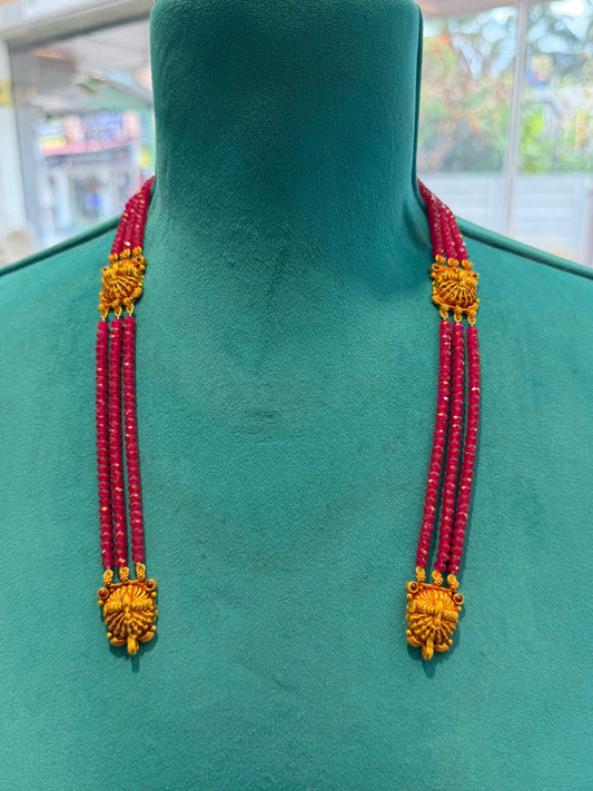 Beads Chain Without Pendant in 92.5 Silver Gold Polished (6751)