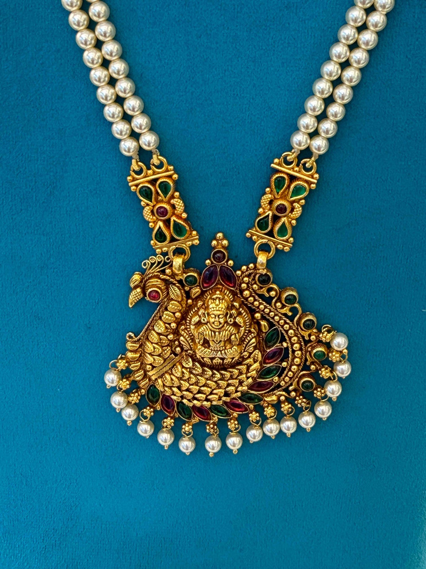 Beads Chain With Pendant in 92.5 Silver Gold Polished (6759)
