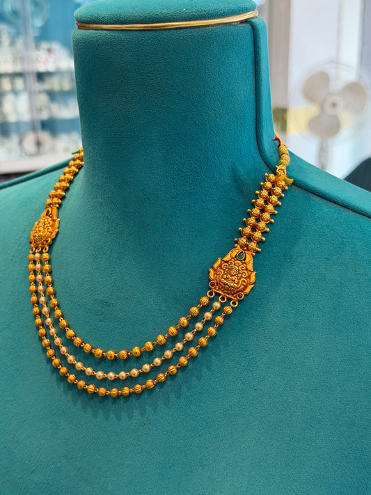 Beads Chain in 92.5 Silver Gold Polished (6733)