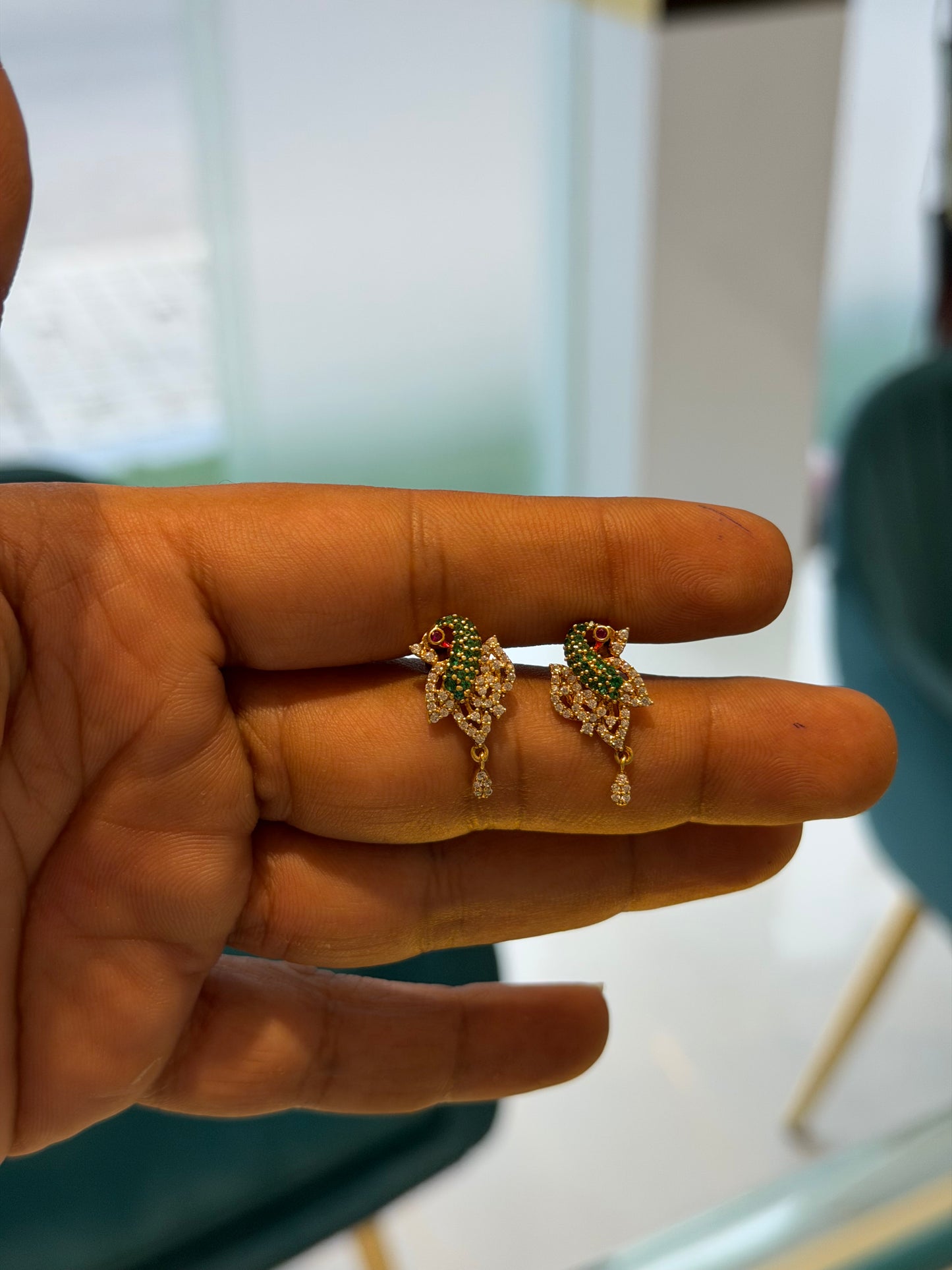 EARINGS/TOPS 92.5 SILVER GOLD POLISHED (1018)