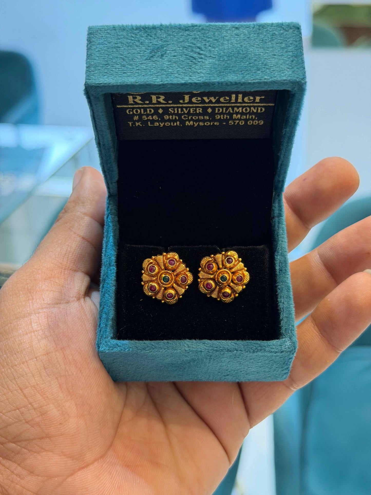 EARINGS/TOPS 92.5 SILVER GOLD POLISHED (1012)