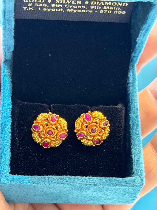 EARINGS/TOPS 92.5 SILVER GOLD POLISHED (1010)
