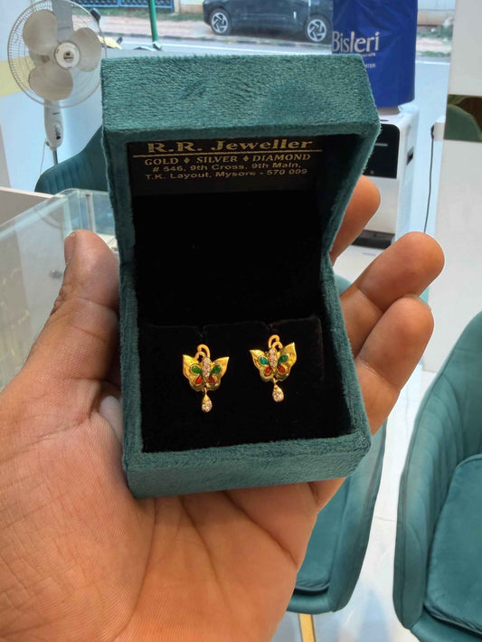 EARINGS/TOPS 92.5 SILVER GOLD POLISHED (1035)