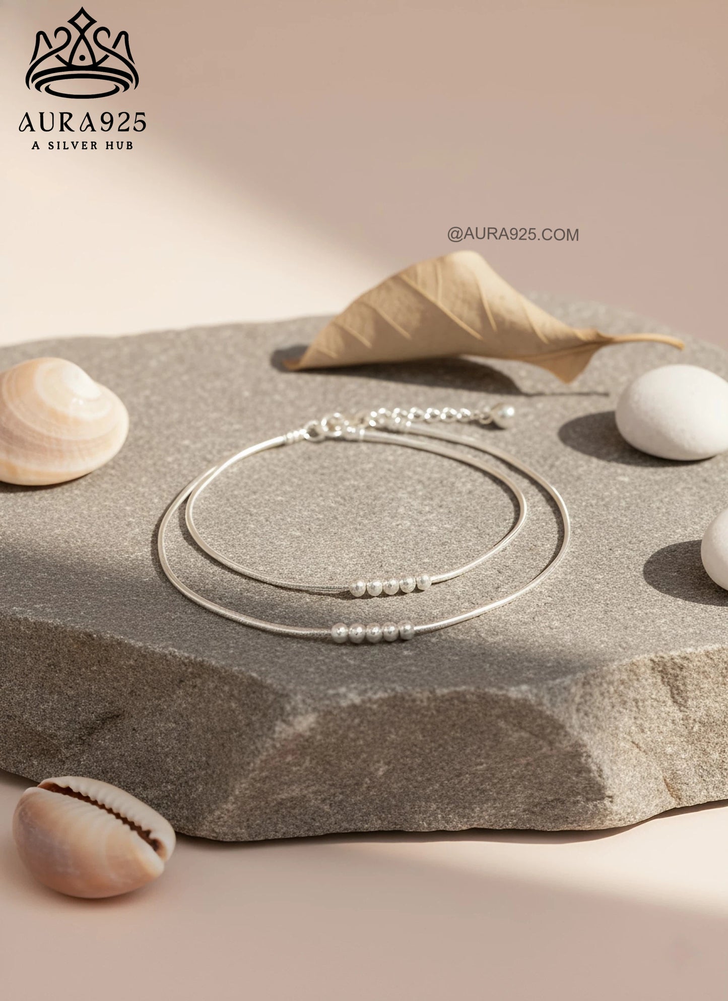 Sparkle with Style: Minimalist 925 Sterling Silver Anklet Set SLA-5141