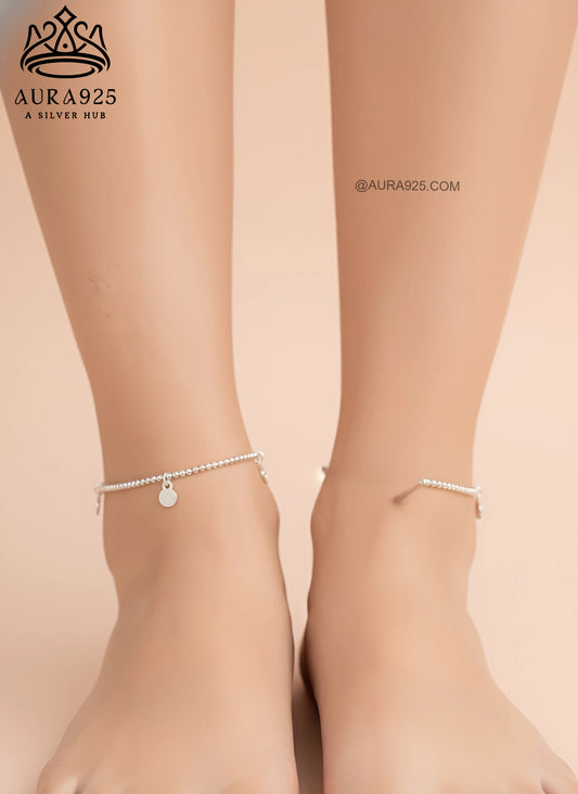 Charming Beaded 925 Sterling Silver Anklet SLA-5142