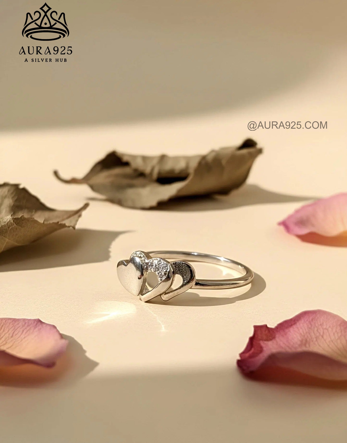 Intertwined Hearts Ring: Pavé Accent & 925 Silver SLR-5851