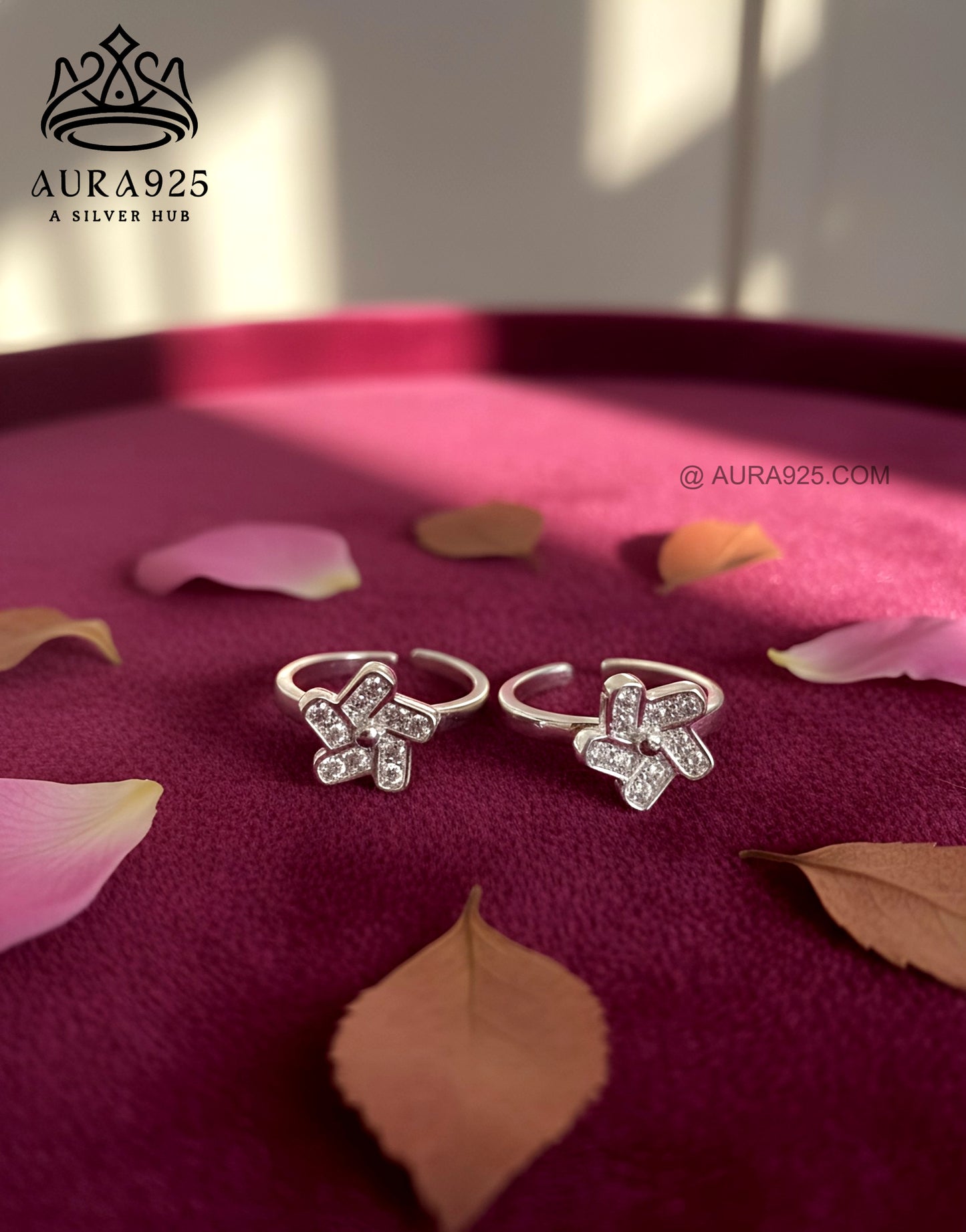 Dazzling Silver 925 Flower Toe Rings SLTR-9921