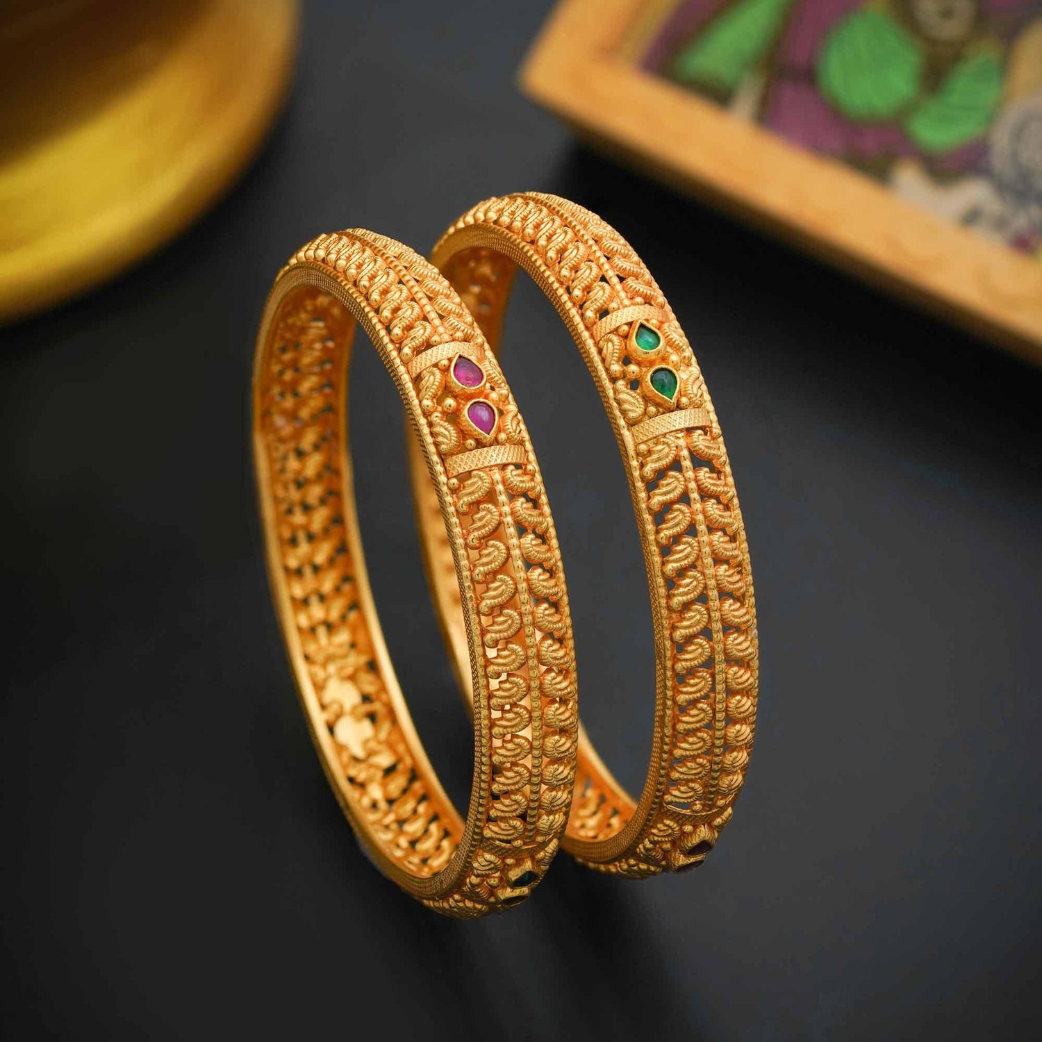 BANGLE 92.5 SILVER GOLD POLISHED