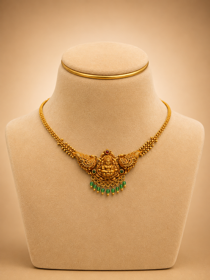 Short Necklace 92.5 Silver Gold Polish (9773)