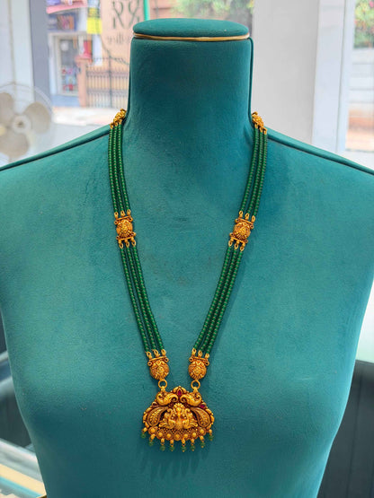 Beads Chain With Pendant in 92.5 Silver Gold Polished (6736)
