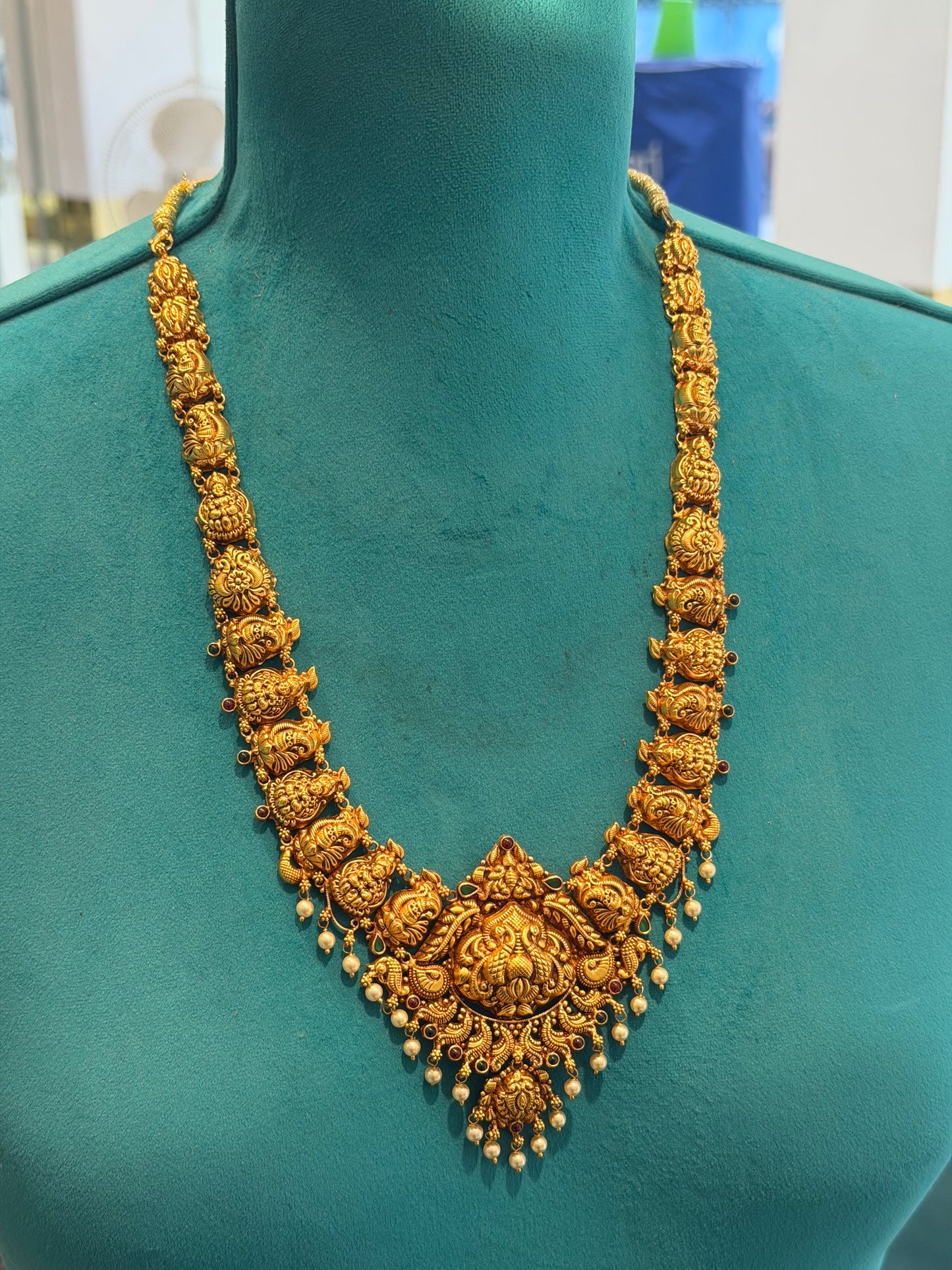 Long Necklace / Haram in 92.5 Silver Gold Polish (7125)