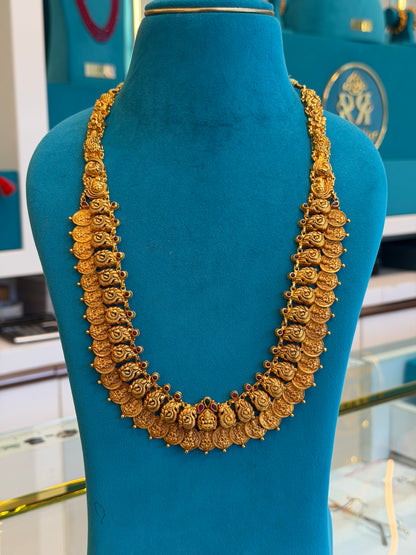 Long Kaas Necklace / Kaas Haram in 92.5 Silver Gold Polish (7130)