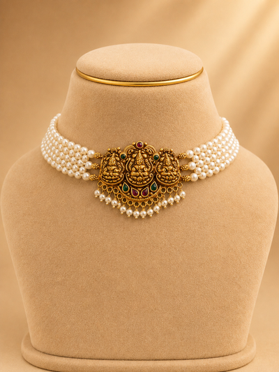 Beads Choker Fancy in 92.5 Silver Gold Polished(6769)