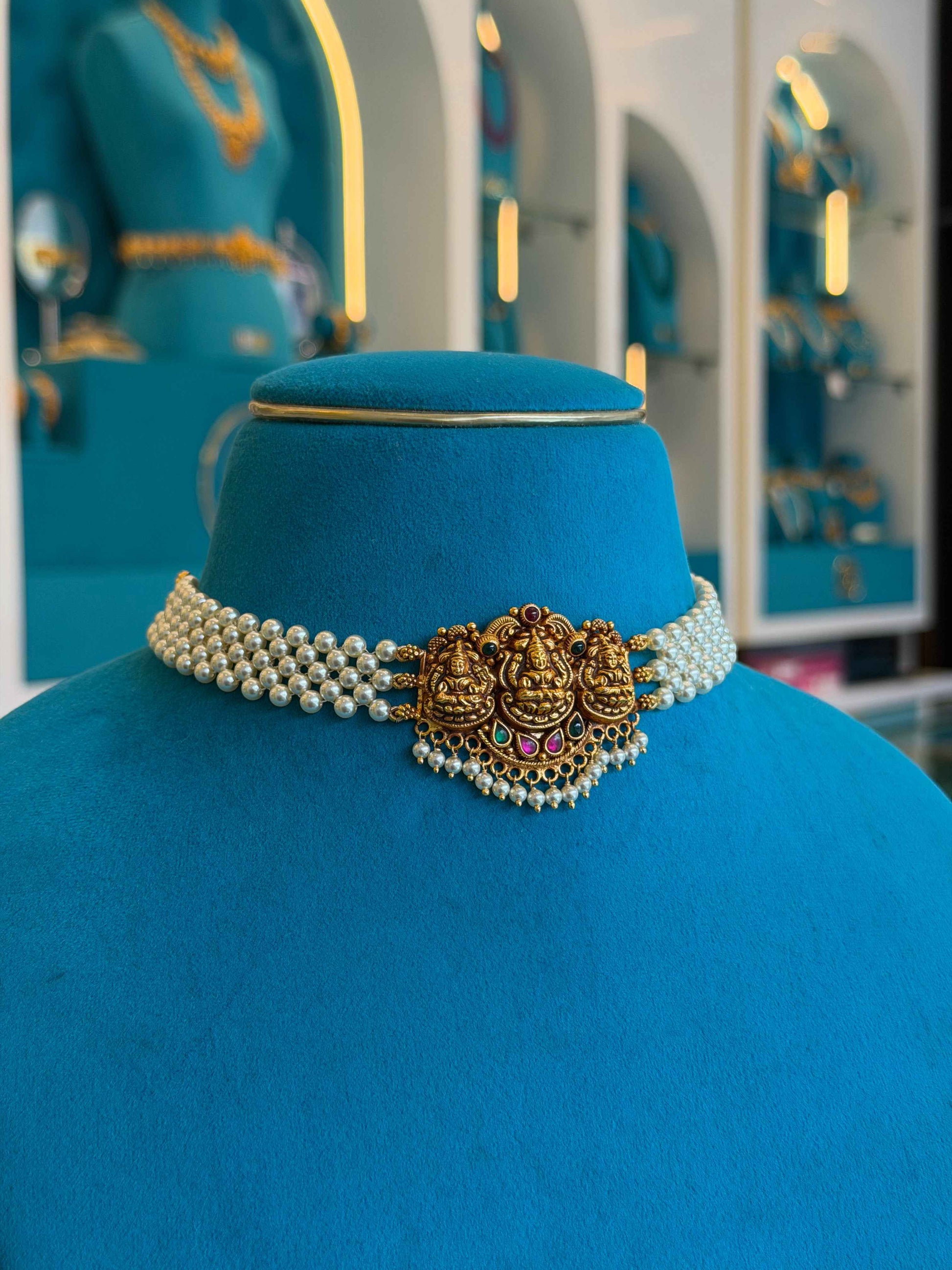 Beads Choker Fancy in 92.5 Silver Gold Polished(6769)